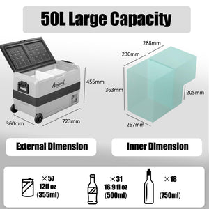 Alpicool T50 50L Compressor Car Refrigerator, Portable Camping Fridge DC 12v Freezer for TruckCampervanRVBoat